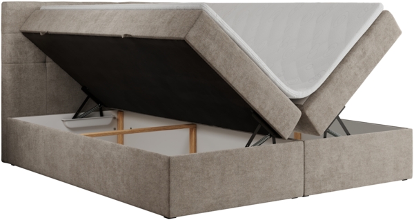 Boxspringbett, Doppelbett Matratze und Topper, Polsterbett - CENTOS - 180x200cm - Grau Velours - H4 Bild 4
