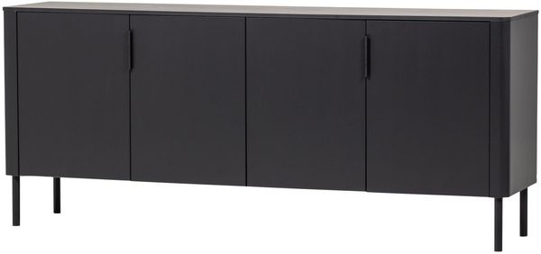 Sideboard Gunnar Kiefer FSC, modern zeitloses Design, mattschwarz, 200 x 44 x 85 cm