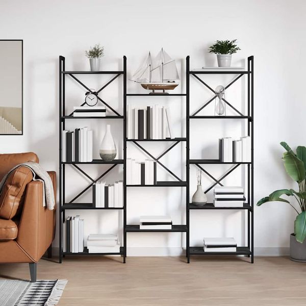 vidaXL Bücherregal Schwarz Eichen-Optik 156 x 25 x 167 cm 868341