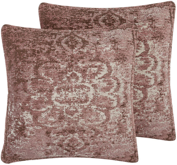 Kissen 2er Set VAKAYAR Baumwolle 45x45 cm Blumenmuster Rosa