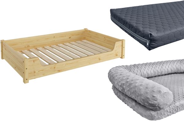 Hundebett für große Hunde 100x60 Kiefer Tierbett V-30-32-K-100x60mit Rollrost Polster und Matratze Bild 8