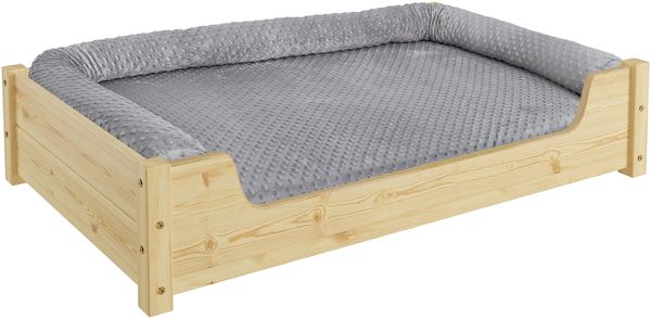 Hundebett für große Hunde 100x60 Kiefer Tierbett V-30-32-K-100x60mit Rollrost Polster und Matratze