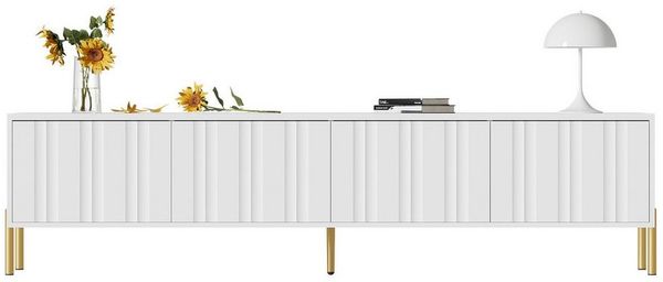 Merax Lowboard mit goldenen Beinen und gerilltem Tür, TV-Schrank mit Trennwänden, Fernsehtisch, Breit: 190cm