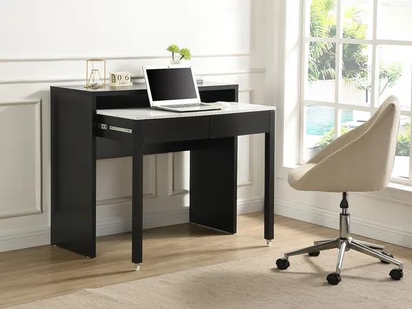 Vente-unique - LOAVIA Büromöbel Holz, Platte SchwarzWeiß - B 40 cm x H 87 cm x L 100 cm