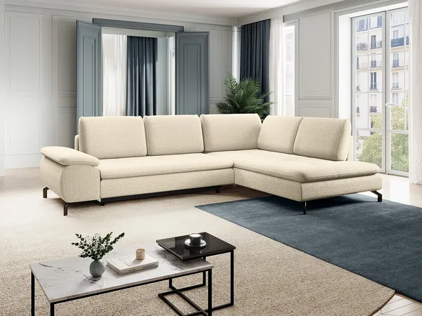 Vente-unique - ARCHIBALD Sofa Stoff Beige - B 206 cm x H 82 cm x L 271 cm