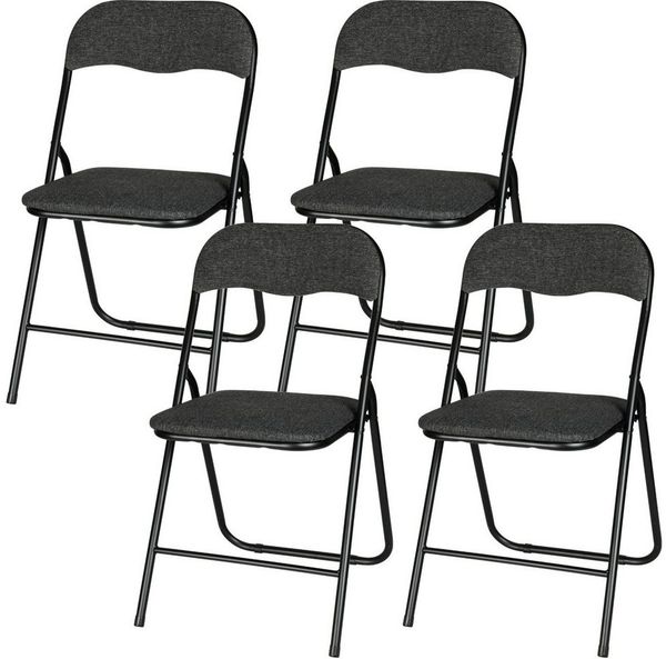 Koopman Klappstuhl Faltstuhl Gästestuhl Besucherstuhl 79x43x47cm Schwarz 4er Set (Set, 4 St), faltbar, Sitzmaße 39x38cm, 44cm Sitzhöhe, leichte Polsterung, Gewebt