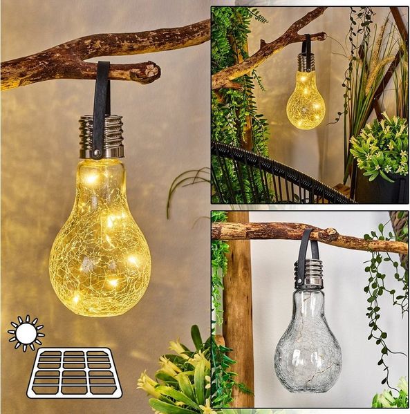 hofstein LED Solarleuchte »Marta« Solarleuchte Gartenlampe aus Echtglas, LED, mit Solarpanel, Ein-/Ausschalter, kein Stromanschluß nötig