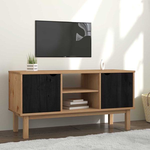 vidaXL TV-Ständer OTTA 113,5 x 43 x 57 cm Schwarz Massives Kiefernholz 42041754