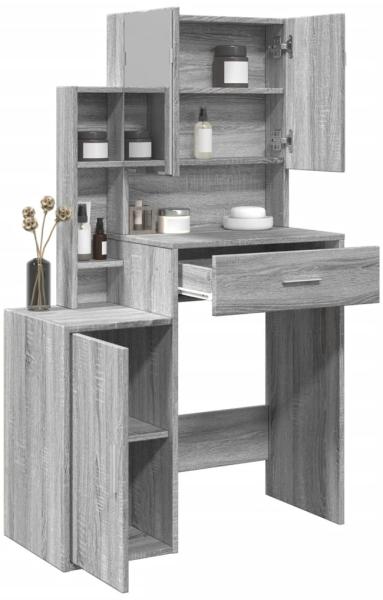 vidaXL Schminktisch mit Schrank Grau Sonoma-Eiche 80x35x132 cm 848239