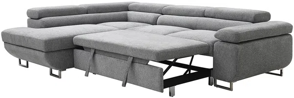 Vente-unique - NURAZIO Sofa Stoff Grau - B 202 cm x H 70 cm x L 268 cm Bild 7