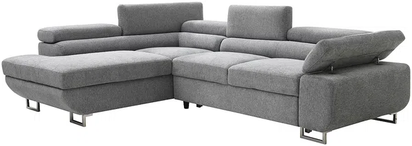 Vente-unique - NURAZIO Sofa Stoff Grau - B 202 cm x H 70 cm x L 268 cm Bild 6