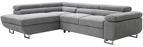 Vente-unique - NURAZIO Sofa Stoff Grau - B 202 cm x H 70 cm x L 268 cm Bild 5