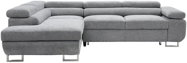 Vente-unique - NURAZIO Sofa Stoff Grau - B 202 cm x H 70 cm x L 268 cm Bild 4