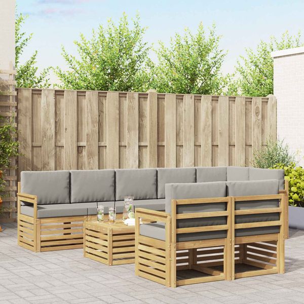 vidaXL Outdoor-Sofagarnitur 8 pcs Weiß und Hellgrau 59 x 59 x 37 cm 3392061
