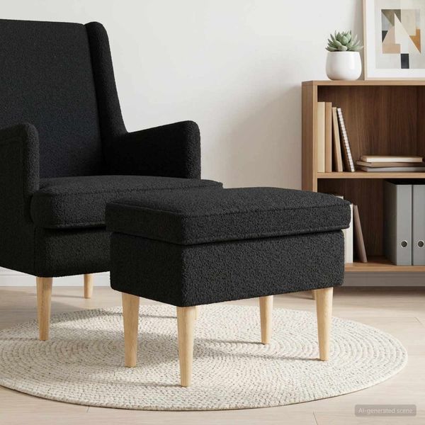 vidaXL Hocker Schwarz 55 x 35 x 41 cm Bouclé 42029987