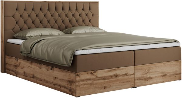 Boxspringbett, Schlafzimmerbett, Bettkasten - AMORE - 180 x 200 cm - Braun Kunstleder - H4 Bild 4