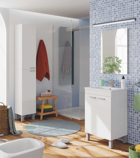 Badezimmer-Set >KONCEPT< in weiß glänzend - 50x80x40 (BxHxT)
