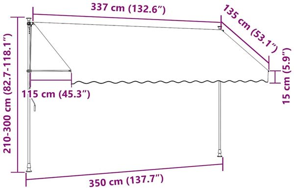 vidaXL Einziehbare Markise Handbetrieben 350 cm Cremeweiß 143697 Bild 8