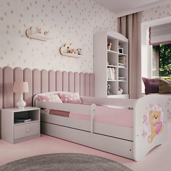 Raumhirsch Furniture Kinderbett 70x140, 80x160, 80x180 cm - Komplettset mit Matratze & Schublade (Bett für Mädchen, Einzelbett Kinder 2–12, mit Rausfallschutz & Lattenrost), verschiedene Farben & Designs