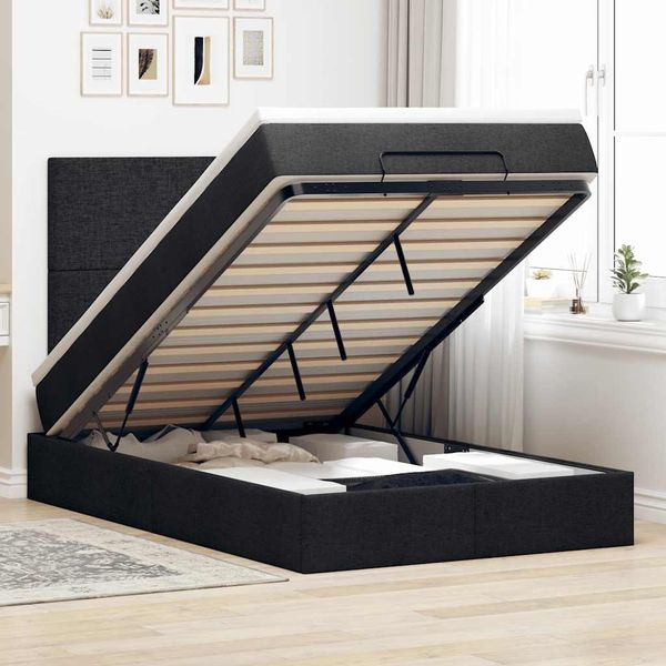 vidaXL Ottoman-Bett mit Matratze Schwarz 120x190 cm Stoff 3313059
