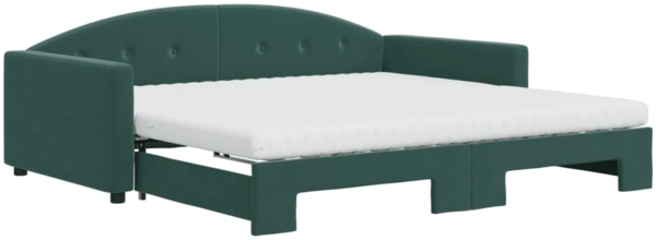 vidaXL Tagesbett Ausziehbar mit Matratzen Dunkelgrün 100x200 cm Samt 3197334