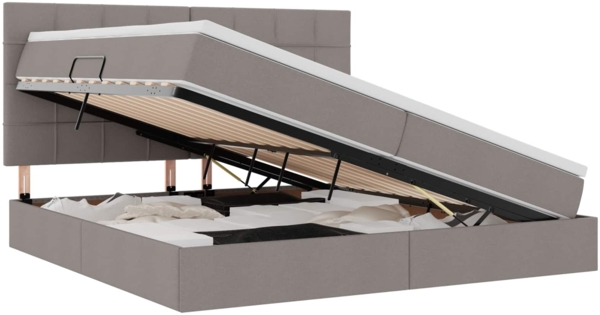 vidaXL Aufbewahrungsbett mit Matratze Taupe 200x200 cm Kunstleder 3371805