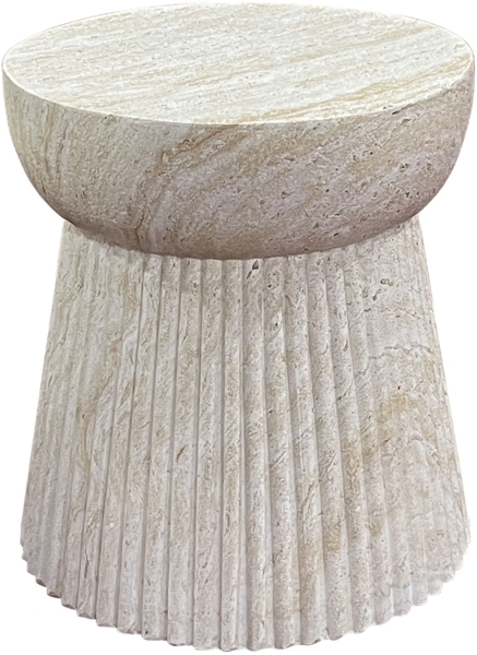 House Nordic Beistelltisch, Fiberclay mit geriffelter Struktur, natur, ø37x43 cm