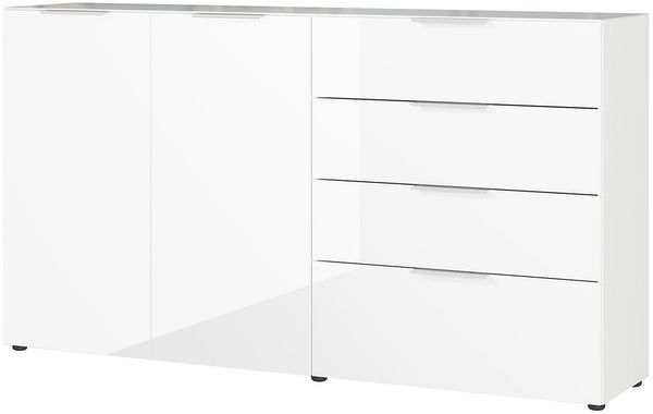 Sideboard Owingen / Oakland, Glas, Holzwerkstoff, Weiß, 184 x 102 x 42 cm