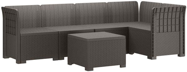 vidaXL 5-Sitzer Gartensofa Rattan-Look PP Hellgrau 3444069