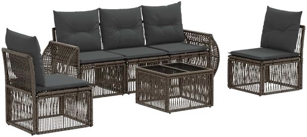 vidaXL Gartensofa-set 6 pcs Grau und Dunkelgrau Poly-Rattan 3435377