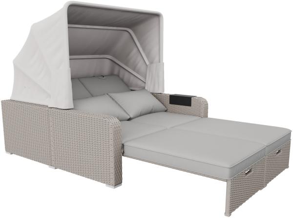 Merax Polyrattan Gartenmöbel für 2 Personen, Gartensofa, Loungesofa, Khaki