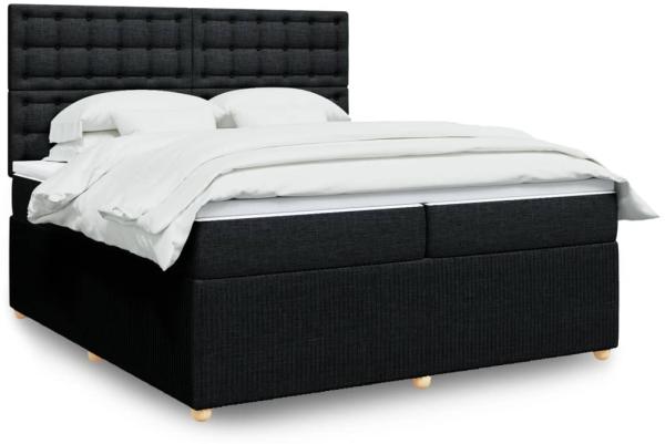 vidaXL Boxspringbett mit Matratze Schwarz 200x200 cm Stoff 3294479