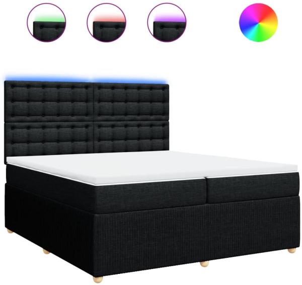 vidaXL Boxspringbett mit Matratze Schwarz 200x200 cm Stoff 3294479