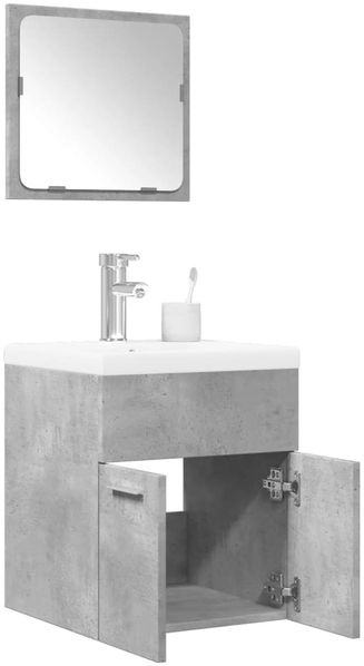vidaXL 3-tlg. Badmöbel-Set Betongrau Holzwerkstoff 3324861