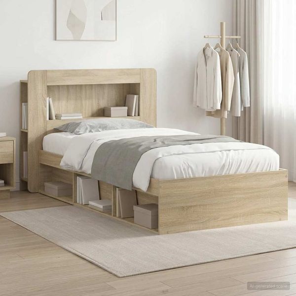 vidaXL Bettgestell mit Stauraum Sonoma-Eiche 90x190 cm Holzwerkstoff 3433444