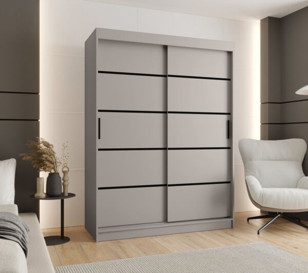 ABIKS MÖBEL Schwebetürenschrank RUBINO V 150 Schlafzimmerschrank mit Schiebetüren Kleiderstange Regale