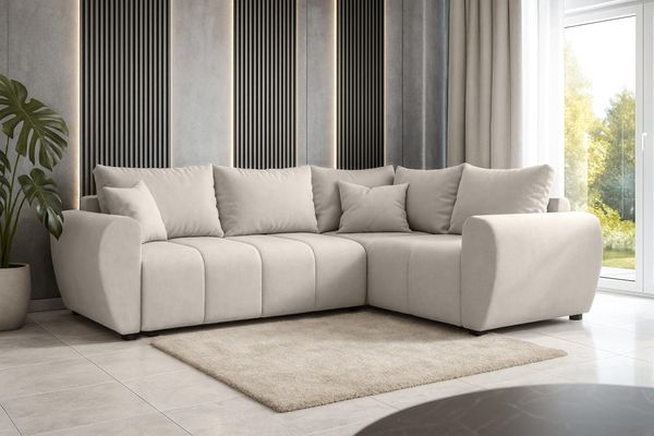 AX LIVING Malatya L Ecksofa mit Schlaffunktion Sofa L Beige 235 cm R