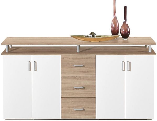 Sideboard 'Lift', Eiche Sägerau Dekor / Weiß, 180 cm breit