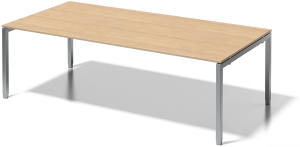 Cito Chefarbeitsplatz/Konferenztisch, 650-850 mm höheneinstellbares U-Gestell, H 19 x B 2400 x T 1200 mm, Dekor ahorn, Gestell silber