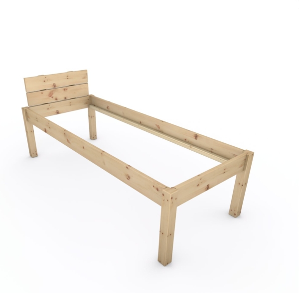 Pfostenbett "metallarm" Zirbe Holzbett "Daybett" 80 x 210cm 58cm Einzelbett Bild 1