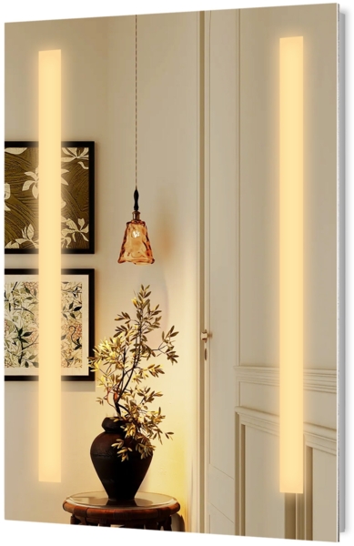 EMKE LED Badspiegel 45x60cm Badezimmerspiegel mit Warmweißer, Kaltweißer Beleuchtung und Beschlagfrei