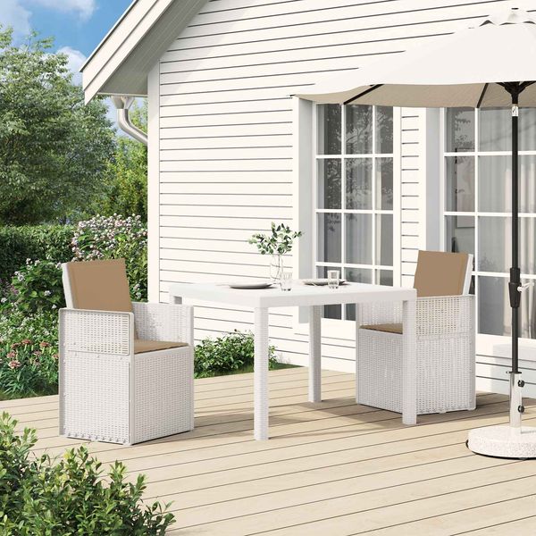 vidaXL Garten Esszimmerstühle 2 pcs Weiß und Taupe PP 8000004