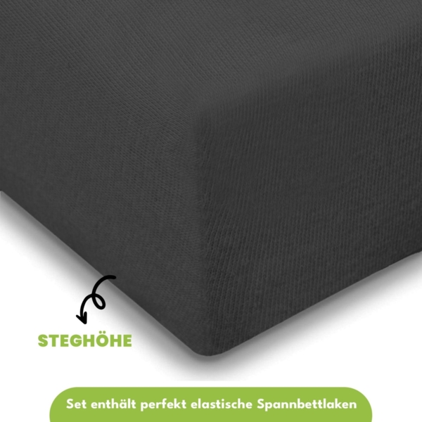 Jersey Spannbettlaken 180-200x200cm 100% Baumwolle Anthrazit Bild 3
