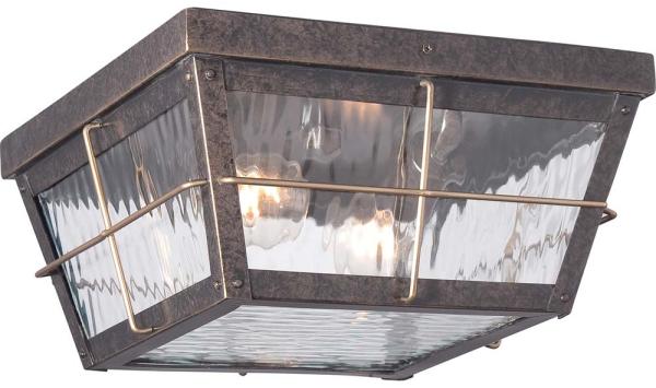 Außenleuchte, Deckenleuchte, Stahl Glas, Bronze, D 30,5 cm