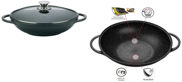 XXL Bratpfanne Wokpfanne Induktion Doppelter Griff Ø 40cm DW-40 Schwarz