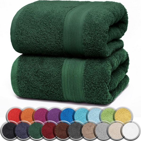NatureMark Saunatuch Frottier Saunatücher 80x200cm, 100% Baumwolle (2-St), Premium Qualität SAUNATUCH Sauna-Handtuch, 80x200cm, Dunkel grün