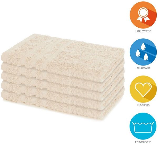 Lavea Gästehandtuch Elena, 30x50cm aus 100% Baumwolle, fusselfreies, pflegeleichtes hautfreundliches Gästehandtuch-Set (Set, 5-St), einzigartig weiche Frottee Gästehandtücher für jeden Hauttyp Bild 2