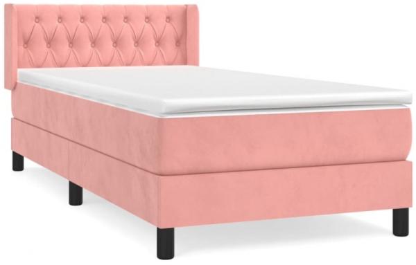 vidaXL Boxspringbett mit Matratze Rosa 100x200 cm Samt 3131128