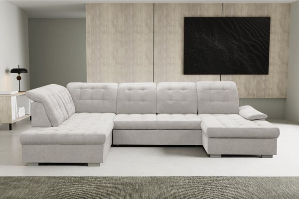 WERK2 Wohnlandschaft Kordula-New U-Form, Sofa in U-Form mit Schlaffunktion & Bettkasten, Schlafcouch