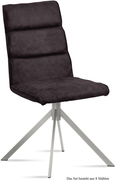 Esszimmerstuhl (8er-Set) Dorkas 47x92x60 Edelstahl/Espresso
